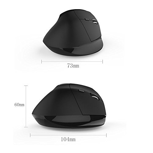 Image of MICROWARE 2.4G Wireless Vertical Ergonomic Optical Mouse, 2400DPI, 4 Buttons and 1 Wheel for Laptop, Desktop, PC, Mack-Book - Black