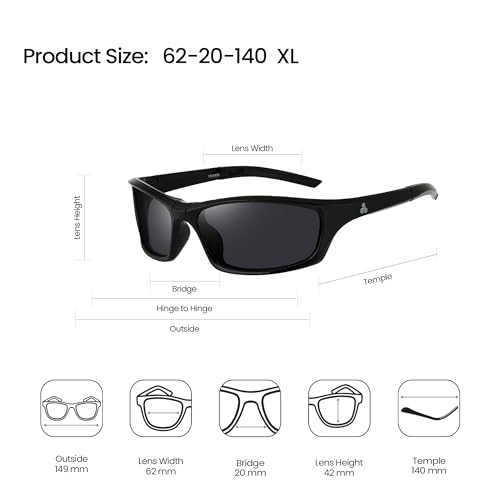 Image of Groeningen Rectangular Polarized Sunglasses for Men & Women - Lightweight TR Frame, UV400 Protection