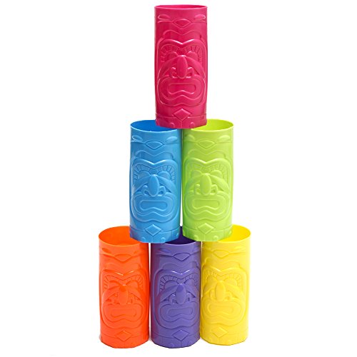Fun Express Assorted Plastic Tiki Mugs - 12 Pieces