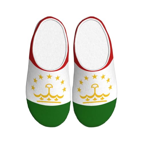 Cozy Flag of Tajikistan print Slippers Indoor and Outdoor Fuzzy House Shoes Anti-Skid Sole Gifts for Women Indoor Scuff