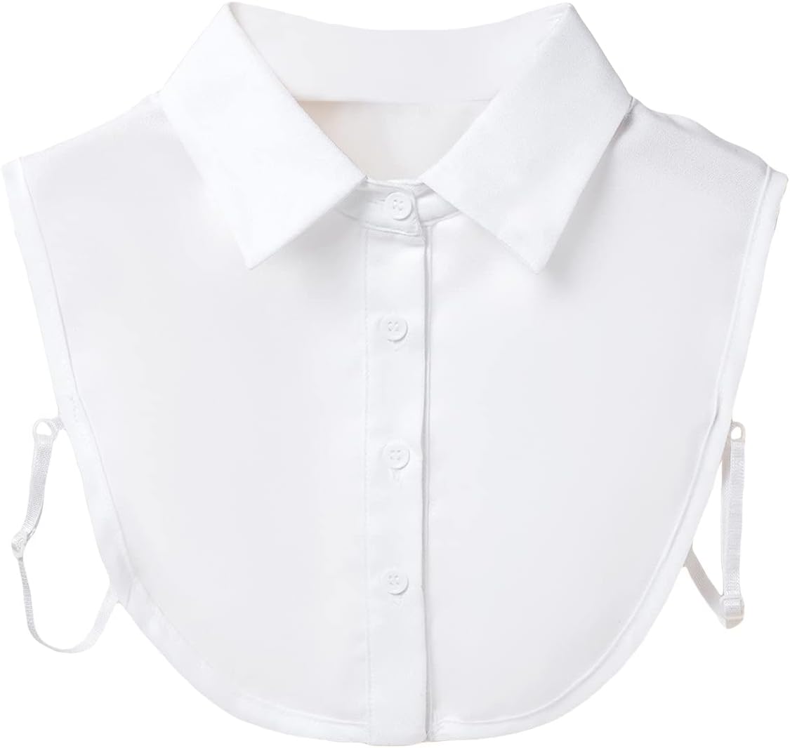 Blusa de media camisa con cuello falso desmontable para mujer