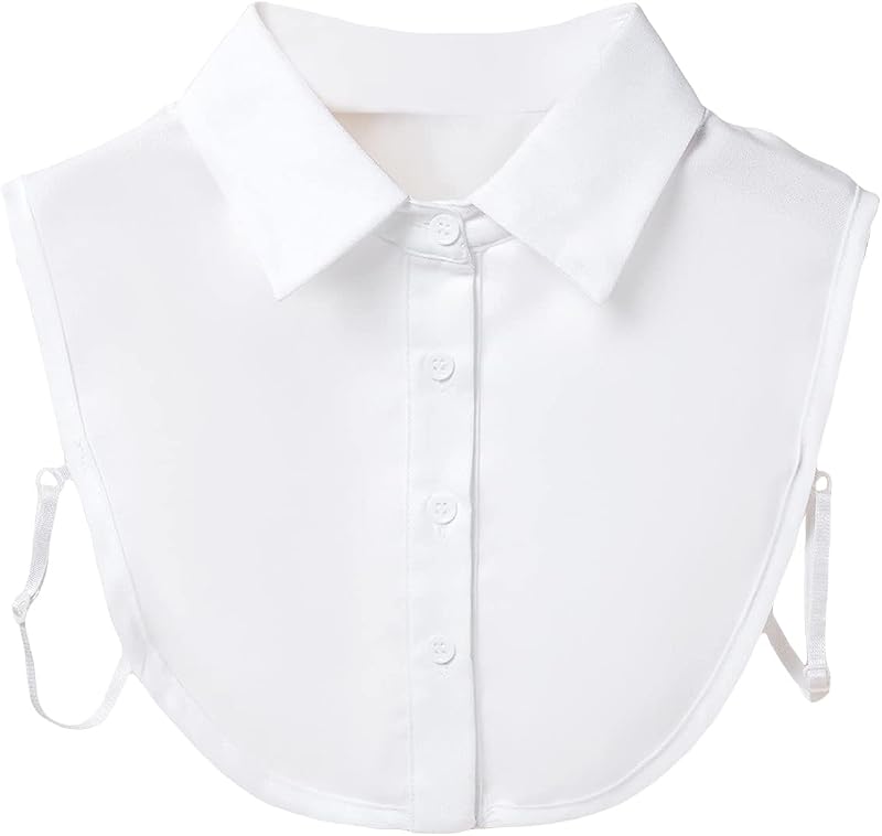 Blusa de media camisa con cuello falso desmontable para mujer