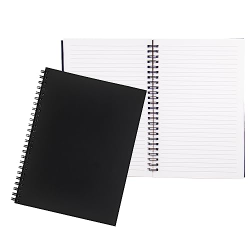 Ykimok 2 Pack College Ruled Notebook, Soft Black Cover Spiral Notebook, Memo Notepad Sketchbook, Students Office Business Diary Spiral Book Journal,100 Pages, 50 Sheets, 7.5x 5.1 Inches