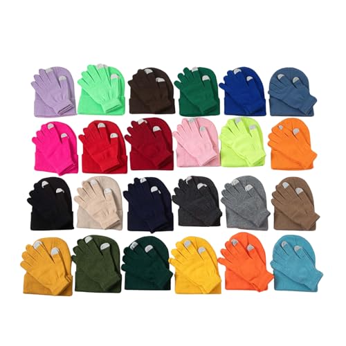 Winter Beanie Hat Gloves Set, Solid Color Soft Knitted Hat Warm Skull Cap Touchscreen Gloves 2 in 1 Set Unisex2