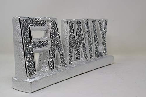 Silver Crushed Diamond Mirrored Family Letter Floating Wall Shelf Crystal Modern Sparkly Bling Family Sign Living Space Into A Haven Of Elegance And Sophistication Mesmerize Your Guests - Image 4