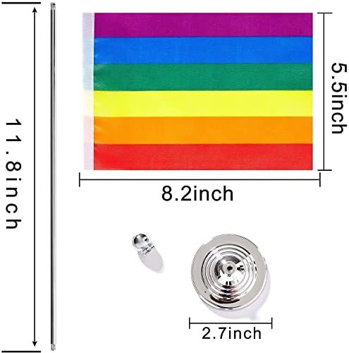 WXTWK Pacote com 2 bandeiras de mesa orgulho arco-íris pequena mini gay LGBT mesa com base em suport