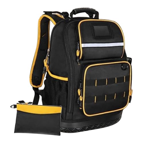Heavy Duty Tool Backpack with Multiple Pockets, 12.5x7x18 inch Multipurpose Tool Organizer Bag for Technician Repairman Work Equipment Carrier