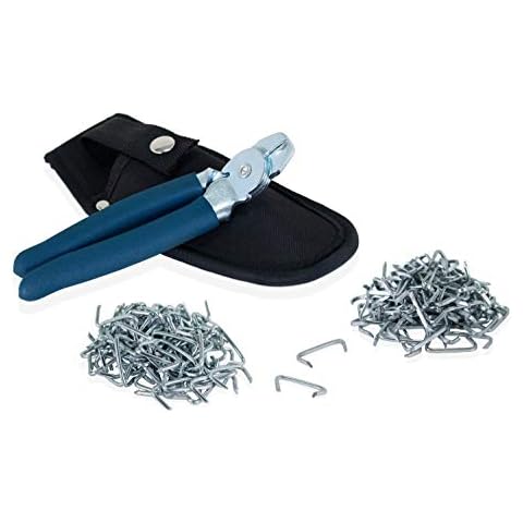 Southern 94 Hog Ring Pliers Angled and Galvanized with 200 Rings and Belt Case - 100 Small Rings and 100 Large Rings for Upholstery, Fencing, Sausage Casing, Cages, Railing and More Cover