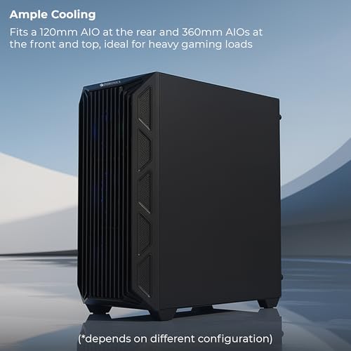 Image of Zebronics Gaming PC Cabinet, E-ATX /ATX Support, USB 3.0, RGB Fans, High Airflow Design, Tempered Glass Panel, Top & Front 360mm AIO Support, Bottom PSU Design, Magnetic Dust Filters (Rogue, Black)