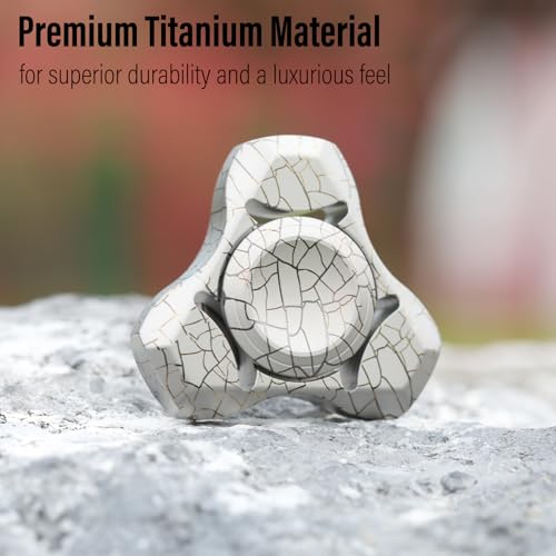 Image of FREELOVE Premium Metal Fidget Spinner for Adults, Stainless Steel Heavy Silent Spinner with Precision Bearing, Small Office Desk Toy & EDC for Stress Relief Focus ADHD, Titanium Alloy Crackled Design
