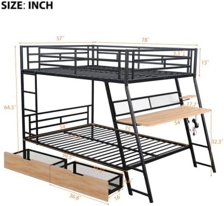Bellemave-Bunk Bed with Built-in Desk & Drawers