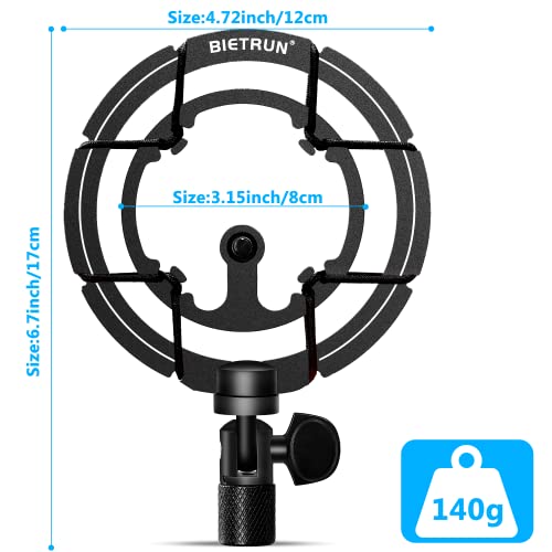 3/8''＆5/8''Metal Shock Mount (Pro) Perfect For Blue Yeti/Nano/Blue Yeti X/Shuresm7B/Mv7/Rode Podmic/At2040/Razer Seiren X＆Mini/Mic Boom Arm Stand&More, Bietrun Universal Heavy Duty Shock Mount Holder #TOP5