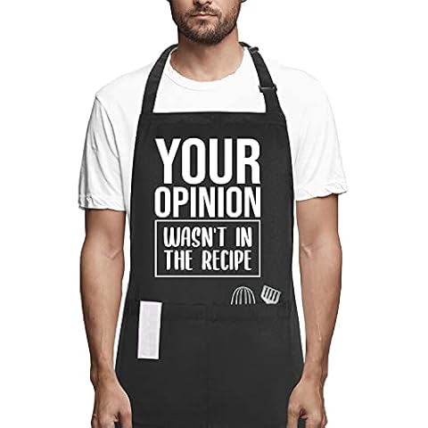 Funny Chef Aprons for Men and Women with Pockets, Your Opinion Wasn't in the Recipe, Kitchen Cooking Grilling Apron for Dad Mom Husband Wife, Grill Gift for Birthday Christmas Thanksgiving Fathers Day Cover