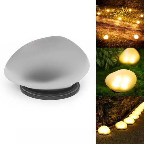 YZYOE Luz de piedra cálida ganso alimentado por energía solar led, luz cálida patio al aire libre luces de piedra decorativas Crepúsculo inalámbrico al amanecer luces impermeable la del jardín.