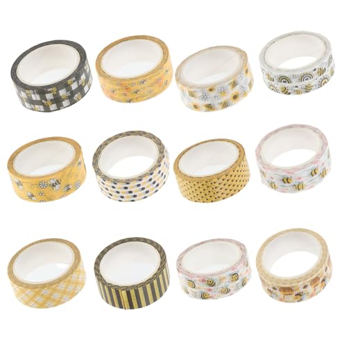 Gadpiparty Cinta De Flores Abejas Andar A Tropezones Etiquetas Adhesivas Adhesivo Transparente Cinta Washi Álbumes De Recortes Cinta Washi De Colores 12 Rollos*4