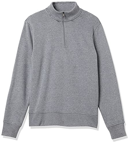 Amazon Essentials Sudadera de Manga Larga con Forro Polar y Cierre de un Cuarto Hombre, Gris Chiné Moyen, L - imagen 9