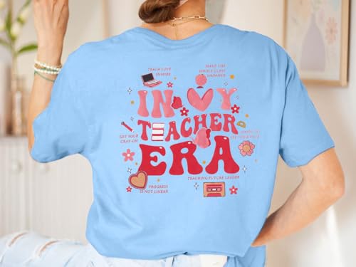 Image of Teacher Shirts Women Teach Print Graphic Tees Kindergarten Elementary Teaching Life Shirts Back to School Tees Tops