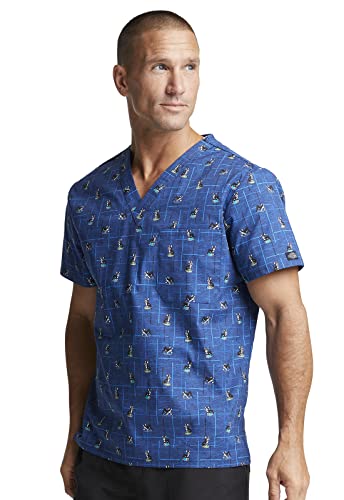 Image of Dickies EDS Signature Scrubs for Women and Scrubs for Men, Unisex One Pocket V-Neck Top in Soft Brushed Poplin 83706
