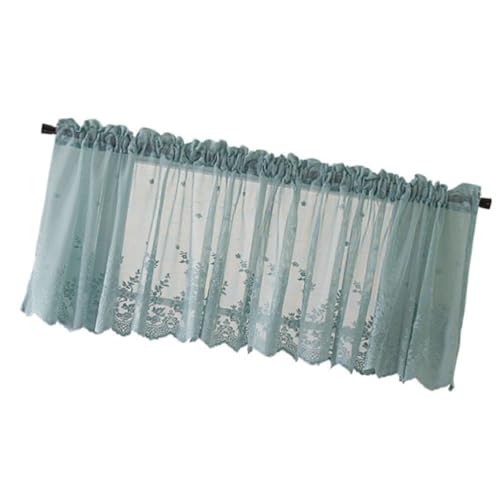 HOMSFOU 1 Panel Short Lace Curtain: 130x41cm Half Window Sheer Roman Shade for Kitchen & Balcony