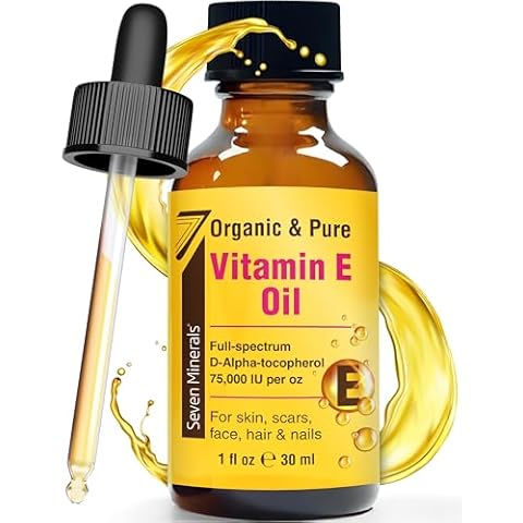 Seven Minerals NEW Ultra Pure Vitamin E Oil - 75,000 IU Full-Spectrum D-Alpha Tocopherol, 1 Fl Oz - 100% Organic Vitamin E Oil for Skin, Face, Hair, and Scars - Naturally Occurring = Not Synthetic Cover