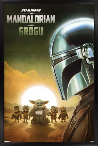 Trends International Star Wars: The Mandalorian And Grogu (2026) - Group Profile Wall Poster, 34L x 22.4W, Black Framed Version