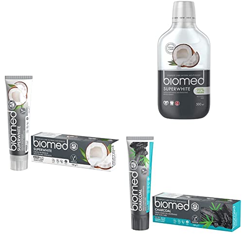 Biomed Superwhite Toothaste with Superwhite Mouthwash with Charcoal toothpaste Biomed Superwhite Toothaste with Superwhite Mouthwash with Charcoal toothpaste