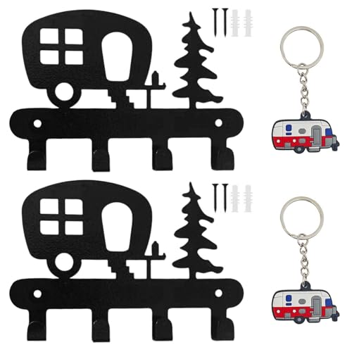 LCIEFKAE 2 Pezzi Ganci per Camper E 2 Pezzi Federazione Chiave per Camper, Accessori da Campeggio, Accessori per Roulotte, Ganci A Parete, Dispositivi di Campeggio, Regali da Campeggio.