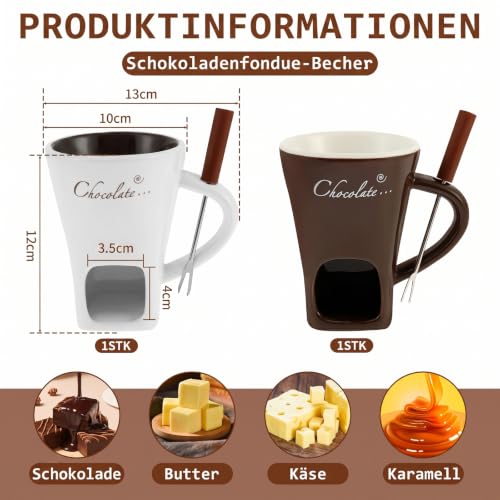 Foto von Goshoppers 2er Schokofondue-Tassen Keramik mit Gabeln 200 ml, Paargeschenk