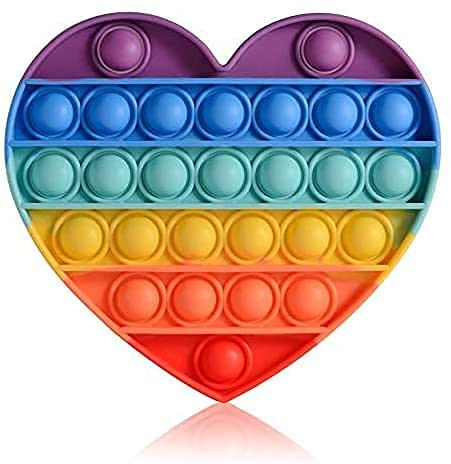 VikriDA Silicone Pops Bubble Sensory Fidget Toy Funny Desktop Game Soft Squeeze Toy (Heart pop it)