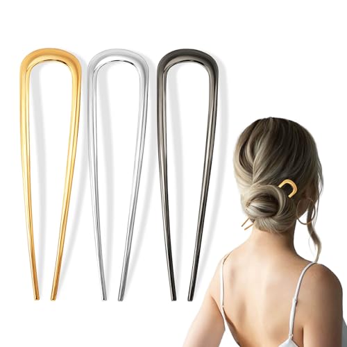 3PCS Metal French Hair Pin-5', Elegant & Durable U Shaped Hair Pins...