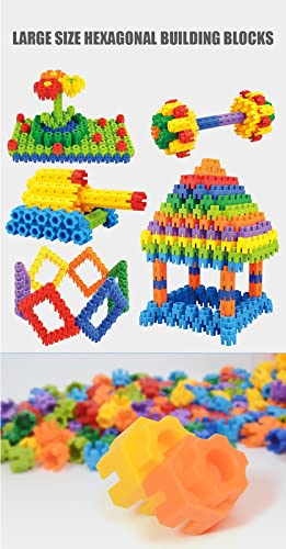 Image of Hexagon Shape Building Blocks Game Toy Set for 3-8 Years Old Kids Boys & Girls,Random Color,90+ Piece (Hexagon Shape Building Block Toys)