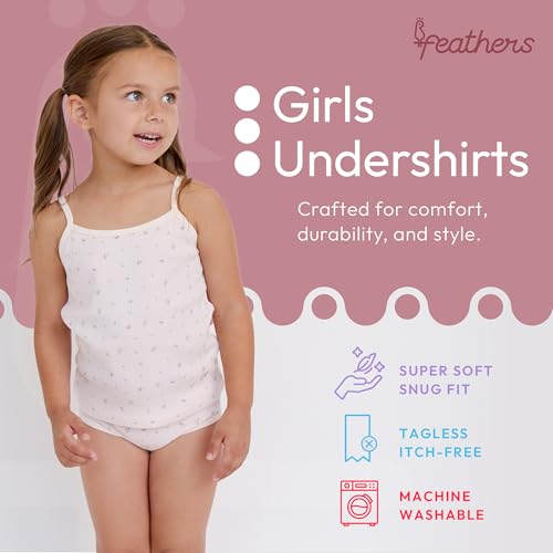 Feathers Super Soft Girls Undershirts Tagless Camisoles – Cotton Cami Girls Tank Tops (3 Pack)2