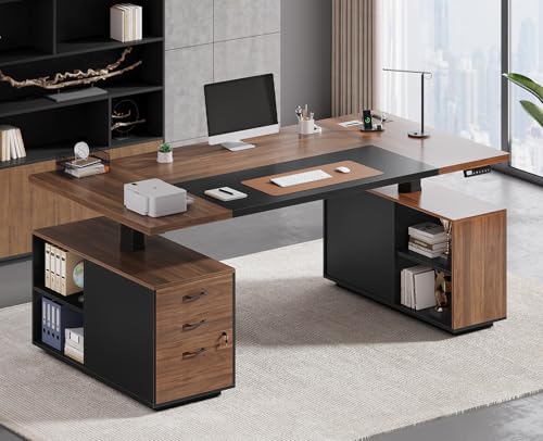 AODEMOKO 71' Electric Standing Desk with Drawers, Electric Height Adjustable Executive Desk with...