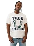 True Religion Men's Applique Terry Tee – Short Sleeve Crewneck Casual T-Shirt- Winter White, XL