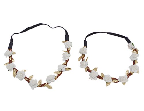 Love Sweety Fashion Baby and Mom Leaf Headband Hair Bands FD5 (White-2pc)
