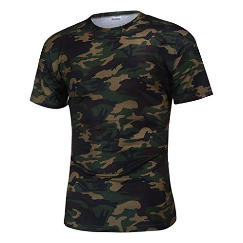 Men's Camouflage T-Shirt Sports Fitness Athletic Short Sleeve Military Camo Crewneck Vintage Shirt Graphic Tees For Men #TOP2