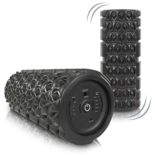 Vive Vibrating Foam Roller - High Density Five Speed Massager - for Exercise, Physical Therapy, Trigger Point and Muscle Recovery - Firm, Deep Tissue Vibration for Back Pain Relief and Stretching