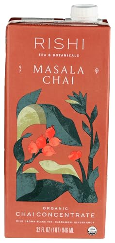Rishi Tea Masala Chai Concentrate Beverage, Caffeinated, Kosher, 32 Fluid Ounces (Pack Of 12)