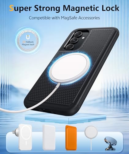 Image of FNTCASE for Galaxy A54-5G Phone Case - Samsung A54 5G Magnetic Cover [Fit for Magsafe] with Screen Protector, Anti-Slip Textured, TPU+PC Dual Layer Shockproof, Military Grade Drop Protection (Black)