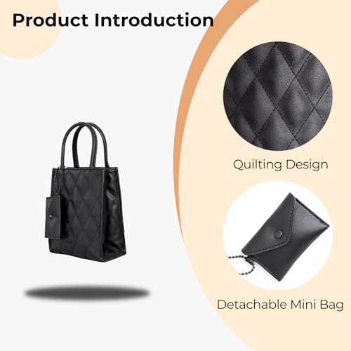 Bolso Tote Pequeño de Cuero Sintético Acolchado para Mujer miniatura 3