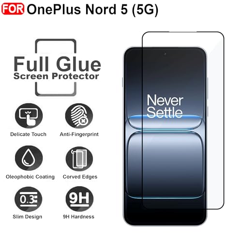 Image of CEDO Tempered Glass for OnePlus Nord 5 (5G) | Screen Protector Full HD Quality Tempered Glass Anti-Scratch Edge to Edge Coverage with Easy Installation Kit (Black)