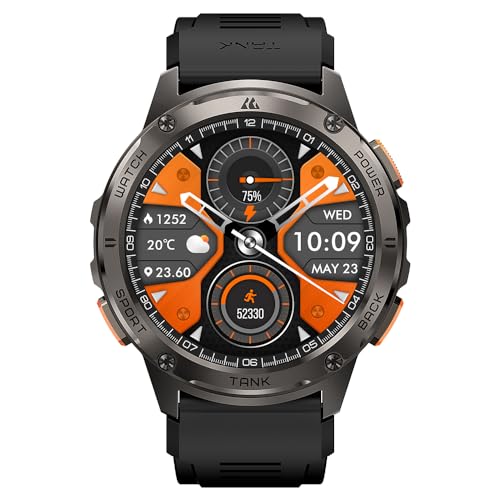 KOSPET Magic R10 GPS Smart Watch for Men, Stainless Steel Body, 50 Days Battery, 5ATM Waterproof, 180 Sport Modes for Outdoor Activity, 24/7 Heart Rate & Sleep Monitor (Black)