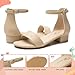 Athlefit Girls Sandals Open Toe Ankle Strap Low Heels Girl Dress Shoes For Toddler Little Big Kid Nude/Suede Size 1
