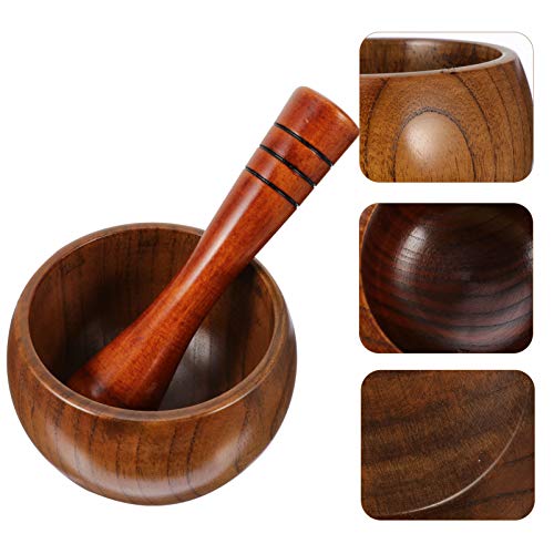 Cabilock Pilão de madeira e Mortar Ser espremedor de alho Moedor de Alho Guacamole Mortar para Tempe
