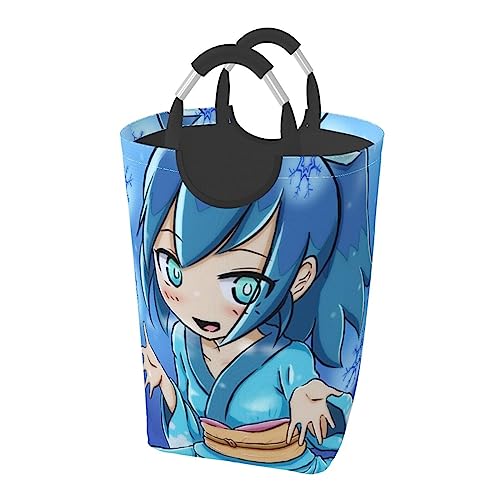 アニメ ランドリーバスケット 洗濯ボックス 収納袋 大容量 折りたたみ 持ち運び可能 撥水 取っ手付き 適した ホテル ユーティリティルーム トイレ キッチン(50l 32*28*57.5cm)