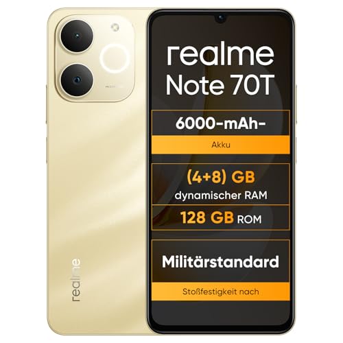 realme Note 70T 4 + 128 GB Smartphone, Display Eye Comfort 6,75