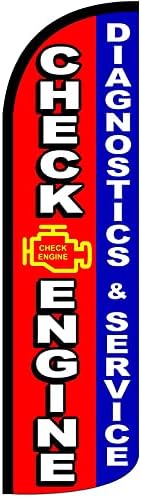 CHECK ENGINE DIAGNOSTICS SERVICE - Windless Swooper Flag Feather Banner Sign 3x11.5 ft Tall (Flag Only) rq41