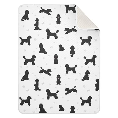 Image of Medium Poodle Black Baby Swaddle Blanket for Boys and Girls, Muslin Baby Receiving Swaddle Blanket, Soft Cotton Nursery Swaddling Blankets for Newborn Toddler Infant