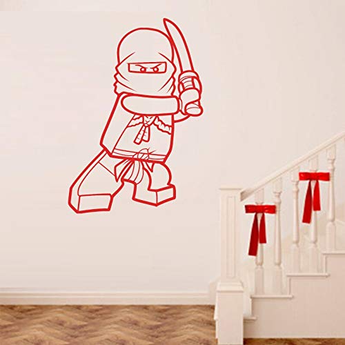 hetingyue Diseño Moderno casa de Vinilo decoración del hogar de Dibujos Animados Ninja Etiqueta de la Pared extraíble Juguete Decorativo Nombre Cita calcomanía Dormitorio 87x126 cm