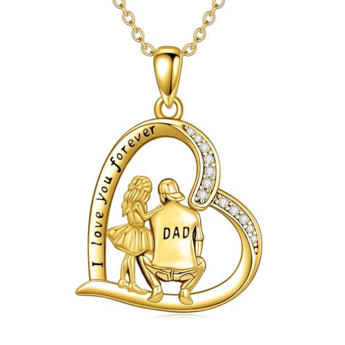 Dorunmo Mother Father and 1/2/3 Daughters/Son Necklace 925 Sterling Silver 14k Gold Plated Mother's Day Jewelry Gift for Women